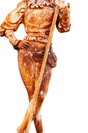 Biscottini Coppia Statue Ghisa Biscottini Arredo Giardino L57xPR35xH167 Bianca Anticata