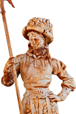 Biscottini Coppia Statue Ghisa Biscottini Arredo Giardino L57xPR35xH167 Bianca Anticata