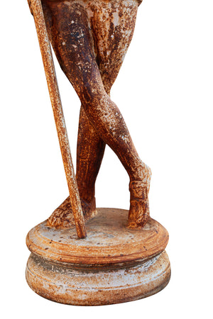 Biscottini Coppia Statue Ghisa Biscottini Arredo Giardino L57xPR35xH167 Bianca Anticata