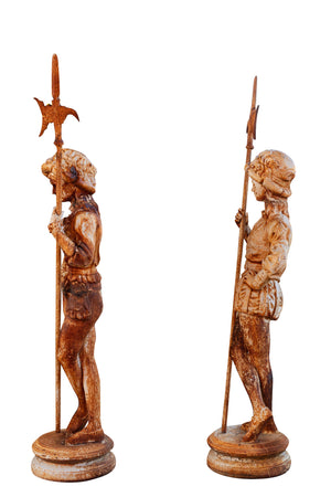 Biscottini Coppia Statue Ghisa Biscottini Arredo Giardino L57xPR35xH167 Bianca Anticata