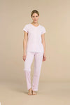 Pigiama donna in cotone con maglia manica corta e pantalone lungo senza polsini - Noi di notte 9179