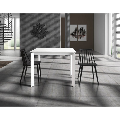 MOBILI 2G - TAVOLO MODERNO ALLUNGABILE BIANCO FRASSINATO 90x90x78H (833)