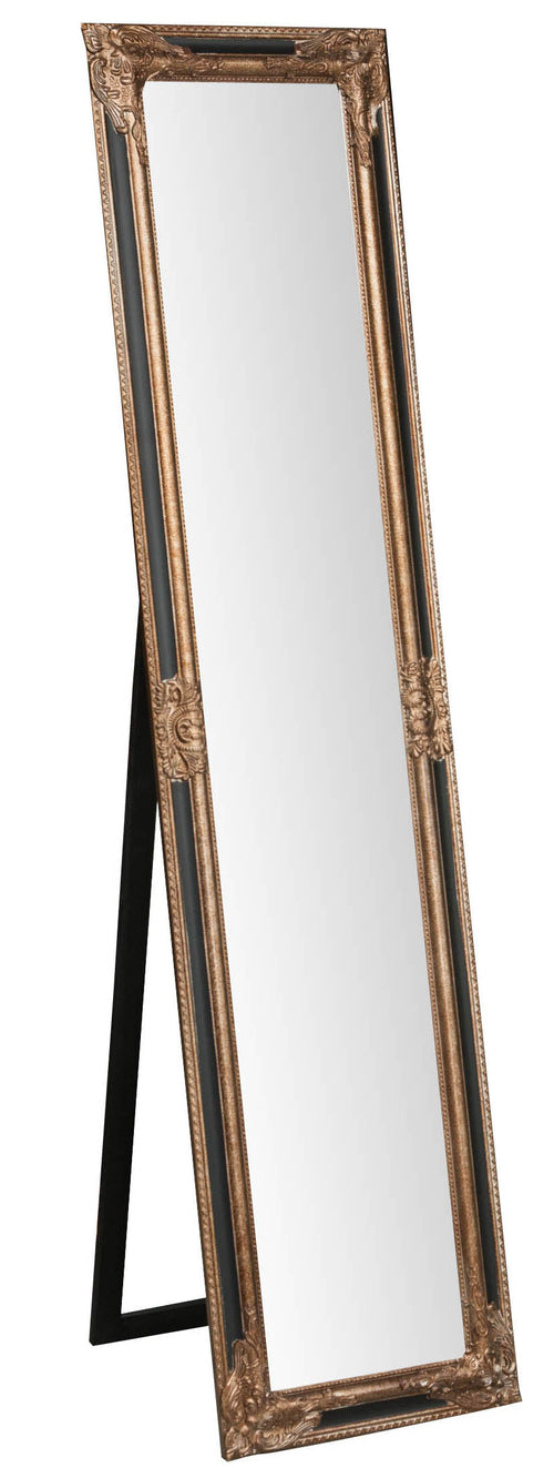 Biscottini Specchiera da terra L40xPR4xH170 cm finitura argento e nero anticato. struttura