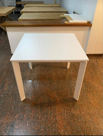 MOBILI 2G - TAVOLO MODERNO ALLUNGABILE BIANCO FRASSINATO 90x90x78H (833)