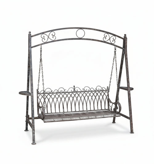 Biscottini Dondolo a tre posti in ferro battuto finitura ruggine anticata Molto stabile