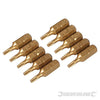 Inserti per cacciavite dorate in Acciaio S2 rivestito di titanio codolo esagonale 1/4  PH - PZ - A TAGLIO - ESAGONALE - T Silverline