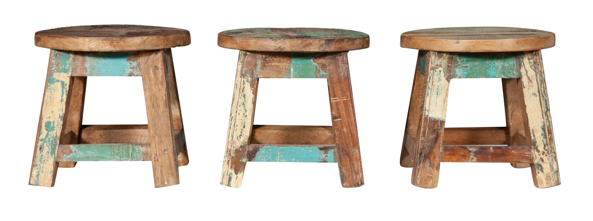 Biscottini PANCHETTO ROTONDO IN LEGNO VECCHIO RICICLATO DI TEAK dimensioni lunghezza