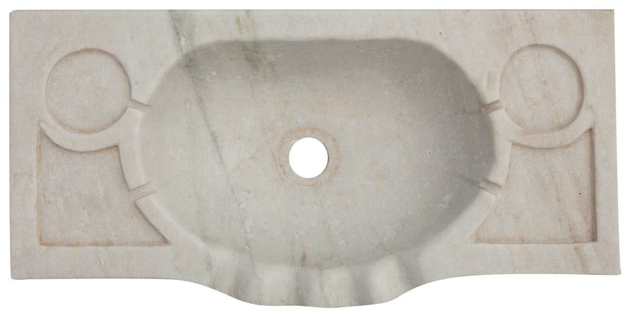 Biscottini Lavandino smerlato in marmo bianco L60xPR30xH14 cm Vasca smerlata realizzata