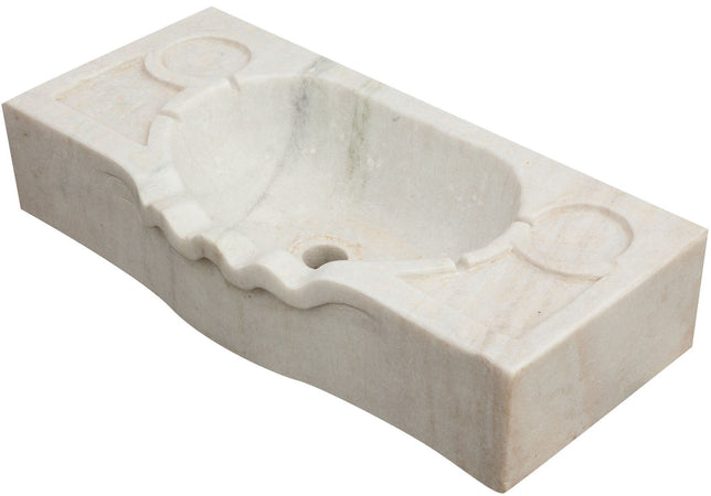 Biscottini Lavandino smerlato in marmo bianco L60xPR30xH14 cm Vasca smerlata realizzata