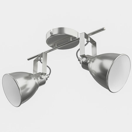 Lampada con 2 Luci Faretti Direzionabili Metallo Silver E14 Moderno