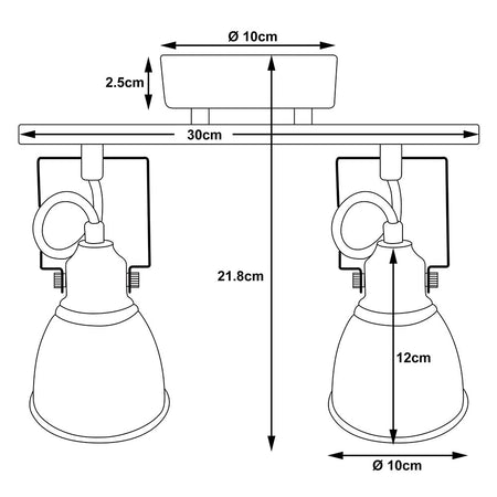 Lampada con 2 Luci Faretti Direzionabili Metallo Silver E14 Moderno