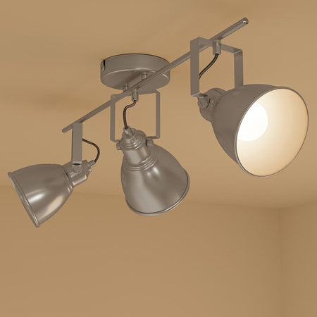 Lampada con 3 Luci Faretti Direzionabili Metallo Silver E14 Moderno