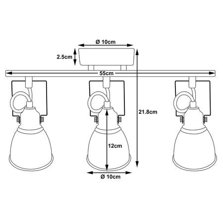 Lampada con 3 Luci Faretti Direzionabili Metallo Silver E14 Moderno