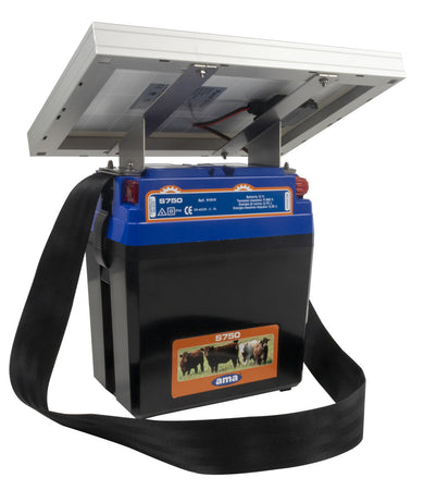 Elettrificatore Ranch Ama S750 a batteria con alimentazione a pannello solare 10W