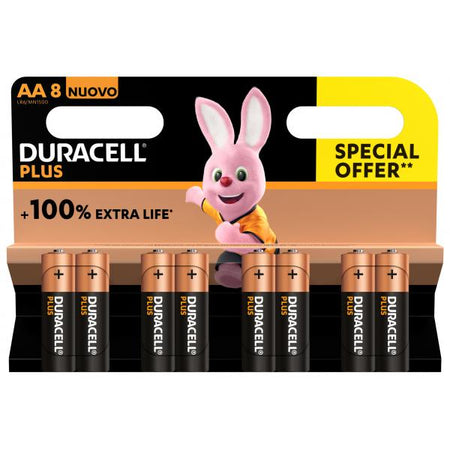 PILE DURACELL STILO AA PLUS 100 8Pz