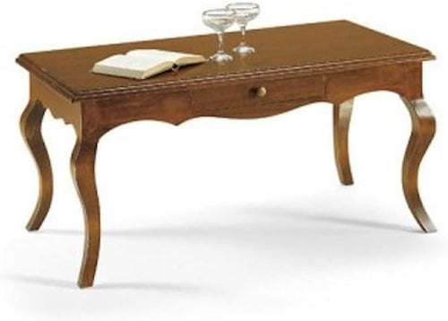 MOBILI 2G - TAVOLINO RETTANGOLARE CLASSICO LEGNO TINTA NOCE L.100 P.50 H.45 (549)