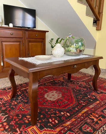 MOBILI 2G - TAVOLINO RETTANGOLARE CLASSICO LEGNO TINTA NOCE L.100 P.50 H.45 (549)