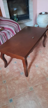 MOBILI 2G - TAVOLINO RETTANGOLARE CLASSICO LEGNO TINTA NOCE L.100 P.50 H.45 (549)