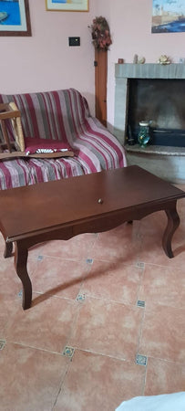 MOBILI 2G - TAVOLINO RETTANGOLARE CLASSICO LEGNO TINTA NOCE L.100 P.50 H.45 (549)