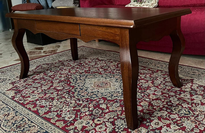 MOBILI 2G - TAVOLINO RETTANGOLARE CLASSICO LEGNO TINTA NOCE L.100 P.50 H.45 (549)