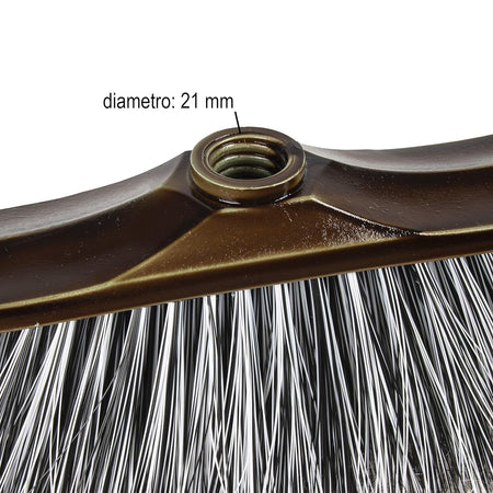 Scopa "Pavoncella" con setole piumate in PVC, Con assicella semi espanso verniciata