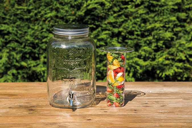 Caraffa in vetro porta bevande con rubinetto e supporto in metallo 7,5 lt