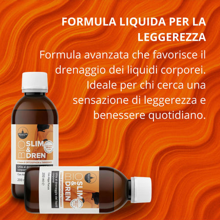 Bio Slim & Dren 400ml – Elisir Drenante ai Tre Estratti – Formula Vegetale Concentrata per Leggerezza e Detox – Senza Glutine