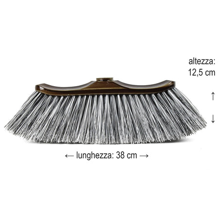Scopa "Pavoncella" con setole piumate in PVC, Con assicella semi espanso verniciata