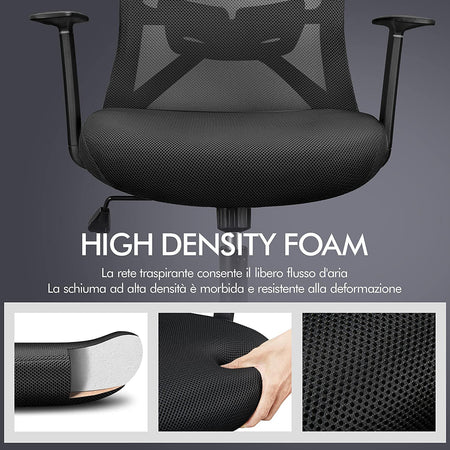 Sedia da ufficio ergonomica "Tallin" in tessuto traspirante con ruote
