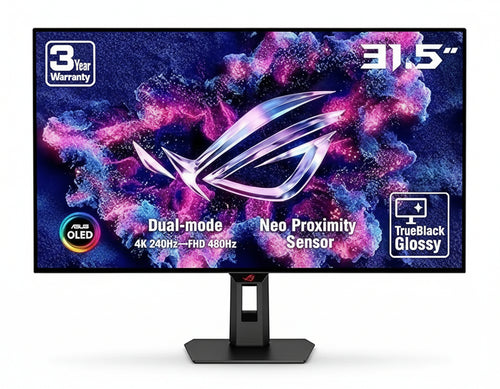 ASUS ROG Strix OLED XG32UCWMG (32 Inch 4K UHD Gaming Monitor, Dual Mode 4K at 240 Hz FHD at 480 Hz, 0.03ms, Sync-Tech, HDR 400 TB - QD-OLED, 16:9, 3840x2160, DP, HDMI, 15W USB-C, USB-Hub)