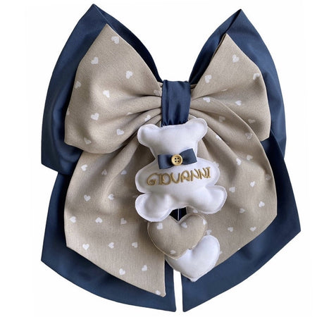 Fiocco nascita in cotone personalizzabile fatto a mano 35 x h 40 cm "Made in Italy"