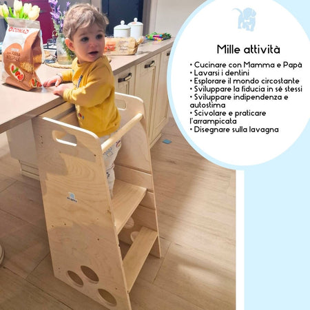 Learning Tower con rampa e lavagna, Torre di Apprendimento, Torretta Montessoriana