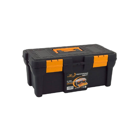 Cassetta porta attrezzi con maniglia a scomparsa e doppia cerniera in polipropilene antiurto