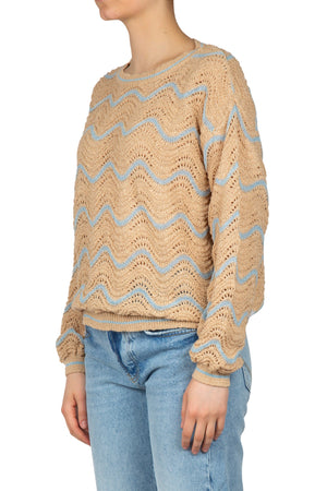 LA FEMME BLANCHE La Femme Blanche - Maglia - 451436 - Beige/Azzurro da donna