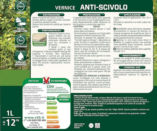 V33 - VERNICE ANTISCIVOLO INCOLORE 750ML