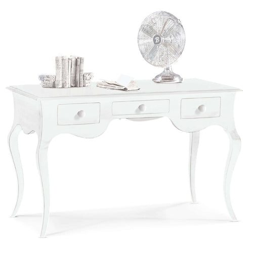 MOBILI 2G - SCRIVANIA ARTE POVERA 3 CASSETTI LEGNO BIANCO 130x75x80 (1354)