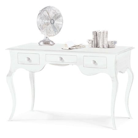 MOBILI 2G - SCRIVANIA ARTE POVERA 3 CASSETTI LEGNO BIANCO 130x75x80 (1354)