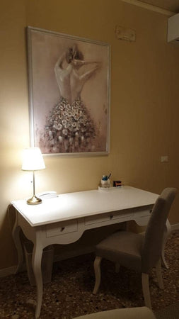 MOBILI 2G - SCRIVANIA ARTE POVERA 3 CASSETTI LEGNO BIANCO 130x75x80 (1354)
