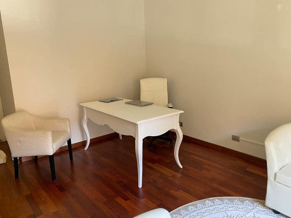 MOBILI 2G - SCRIVANIA ARTE POVERA 3 CASSETTI LEGNO BIANCO 130x75x80 (1354)