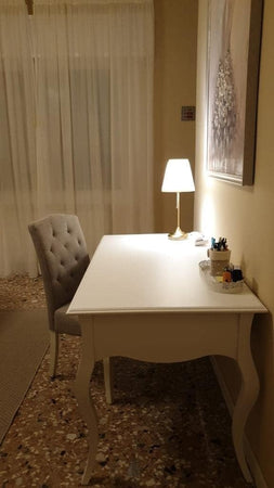 MOBILI 2G - SCRIVANIA ARTE POVERA 3 CASSETTI LEGNO BIANCO 130x75x80 (1354)