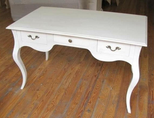 MOBILI 2G - SCRIVANIA ARTE POVERA 3 CASSETTI LEGNO BIANCO 150x75x80 (1353)