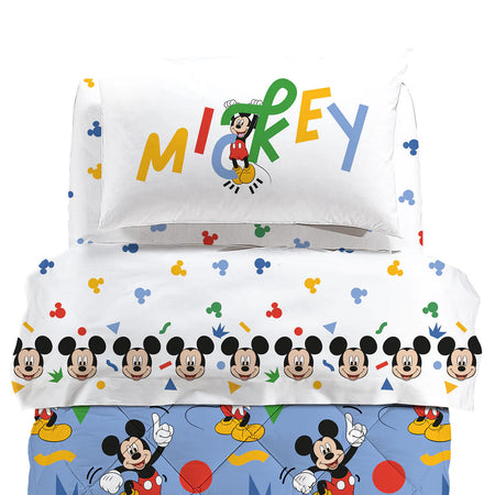 Completo Lenzuola In Cotone Mickey Colors Singolo Unica Disney