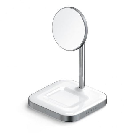 Satechi ST-WMCS2M Caricabatterie per dispositivi mobili Cuffie, Smartphone Argento, Bianco USB Carica wireless Interno (Satechi Magnetic 2-in-1 Wireless Charg)
