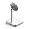 Satechi ST-WMCS2M Caricabatterie per dispositivi mobili Cuffie, Smartphone Argento, Bianco USB Carica wireless Interno (Satechi Magnetic 2-in-1 Wireless Charg)