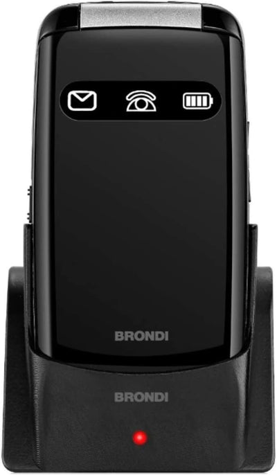 brondi amico favoloso cellulare senior gsm con flip attivo e base di ricarica nero