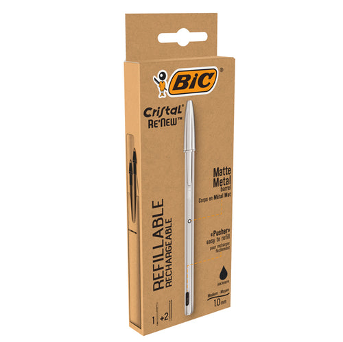 Penna Sfera Con Cappuccio Cristal Re'New 1Mm Nero Bic