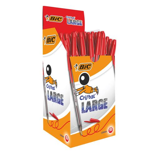Scatola 50 Penna Sfera Cristal Large 1,6Mm Rosso Bic