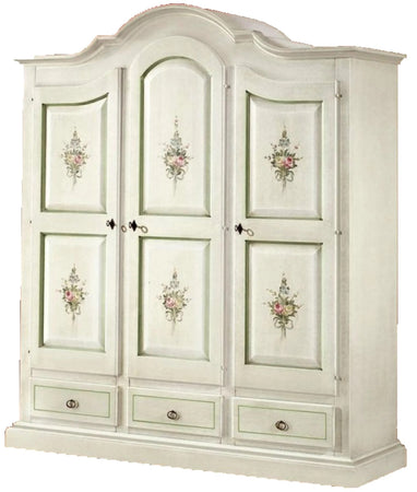 Armadio classico 3 porte bianco filo verde legno 185X62X220 (598)