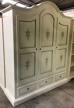 Armadio classico 3 porte bianco filo verde legno 185X62X220 (598)