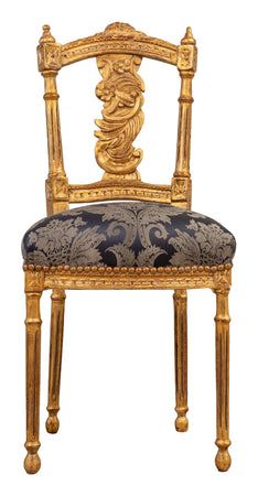 Biscottini Biscottini Sedia Poltrona Luigi XVI Legno Faggio Intagliato Patina Foglia Oro